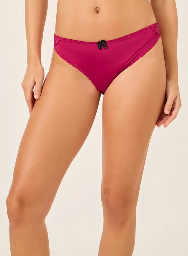 تايك تو طقم حمالة صدر وسروال داخلي Take Two Solid Butterfly Lace Detail Padded Wired Bra and Bikini Briefs Set