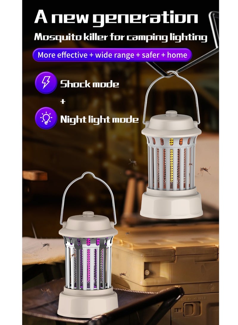 linkship Rechargeable Camping Mosquito Killer Lamp – UV Bug Zapper Lantern with Adjustable Shock & Night Light Modes, USB Charging, Portable Insect Trap for Indoor & Outdoor Use – Retro Style Design - Image 2