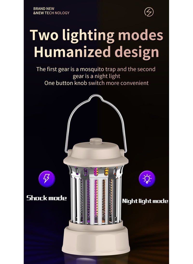 linkship Rechargeable Camping Mosquito Killer Lamp – UV Bug Zapper Lantern with Adjustable Shock & Night Light Modes, USB Charging, Portable Insect Trap for Indoor & Outdoor Use – Retro Style Design - Image 3