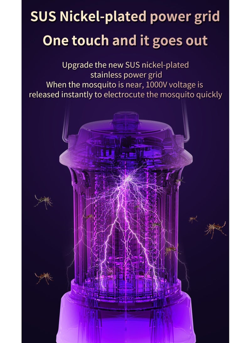 linkship Rechargeable Camping Mosquito Killer Lamp – UV Bug Zapper Lantern with Adjustable Shock & Night Light Modes, USB Charging, Portable Insect Trap for Indoor & Outdoor Use – Retro Style Design - Image 5