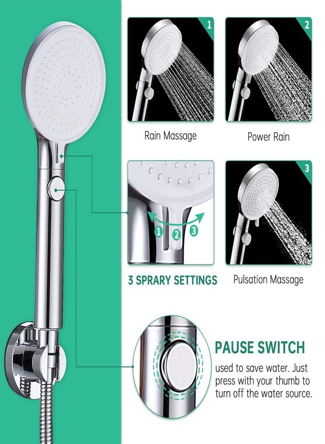 V-Sincerity Dog Shower Head Sprayer Pet High Pressure 3 Mode Handheld with ON OFF Switch Metal Diverter 100 Inch Extra Long Stainless steel Hose No Drill Hook Chrome - Image 3
