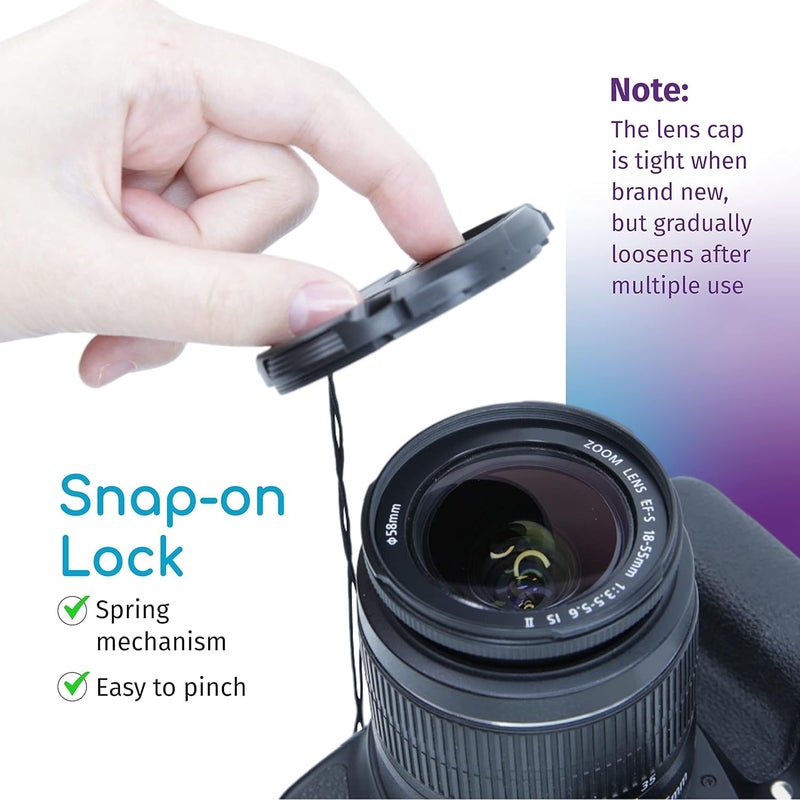 CamDesign 67MM Snap-On Front Lens Cap Cover Compatible with Canon, Nikon, Sony, Pentax All DSLR Lenses Black - Image 3