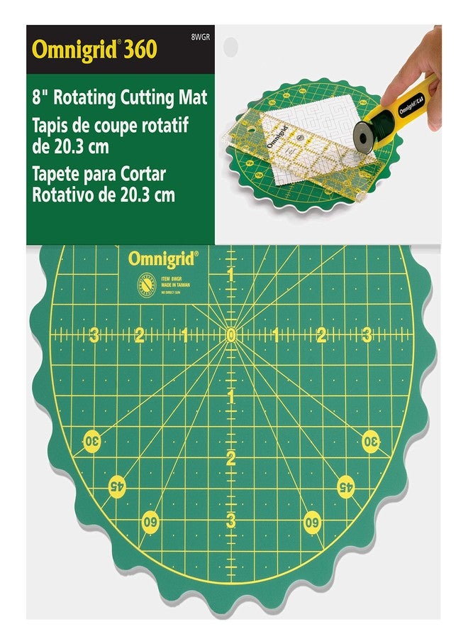 Omnigrid 360 Rotating Self-Healing Cutting Mat, 8 Inch Precision Fabric Cutting Mat with Durable Surface for Quilting, Sewing & Crafts - Image 2