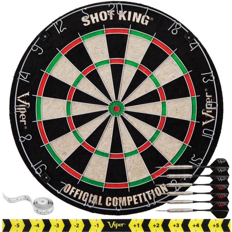 Viper Shot King Regulation Bristle Steel Tip Dartboard Set with Staple-Free Bullseye, High-Grade Compressed Sisal Board with Rotating Number Ring, Includes 6 Darts - Image 1