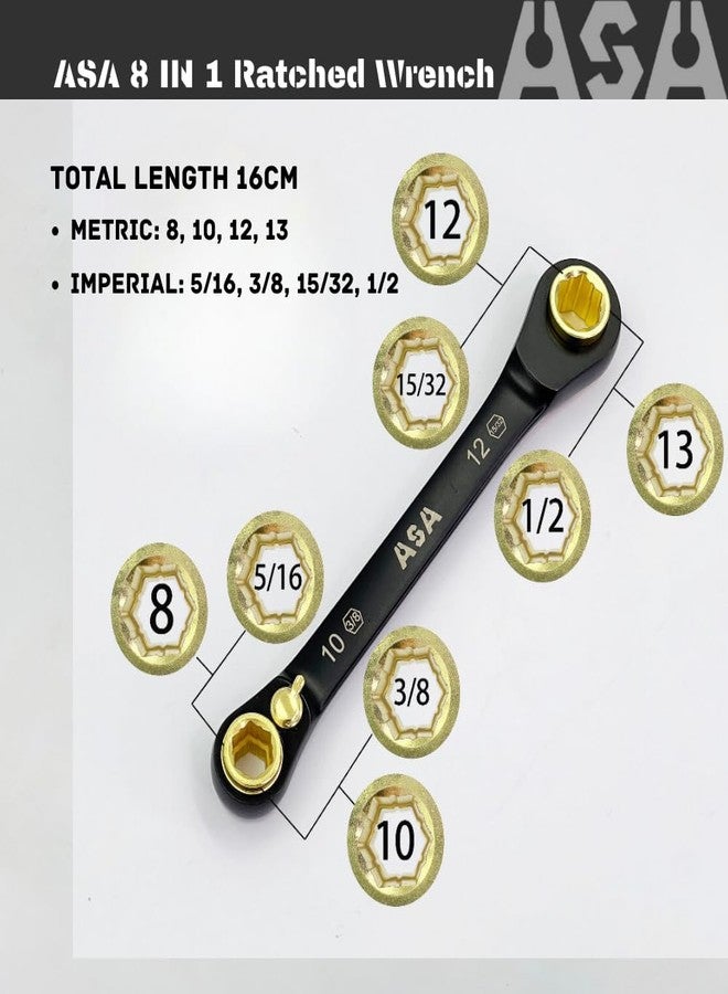ASA 8-in-1 Stainless Steel 72-Tooth Bi-Directional Ratchet Wrench, Multi-Function Non-Slip Ratchet Wrench, Protects Bolts from Damage,super socket,universal socket,ratchet set(8in1 SET) - Image 3
