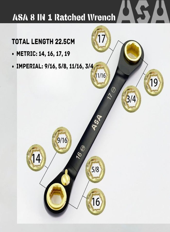 ASA 8-in-1 Stainless Steel 72-Tooth Bi-Directional Ratchet Wrench, Multi-Function Non-Slip Ratchet Wrench, Protects Bolts from Damage,super socket,universal socket,ratchet set(8in1 SET) - Image 2