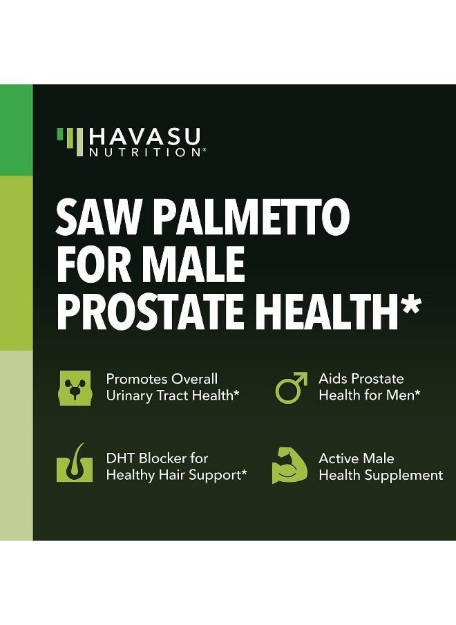 Havasu Nutrition - Saw Palmetto Prostate Supplements for Men as DHT Blocker Hair Growth for Men to Reduce Balding & Hair Thinning | Extenze Youth & Reduce Prostate Inflammation | Over 6 Month Supply Mens Prostate Health - Image 1