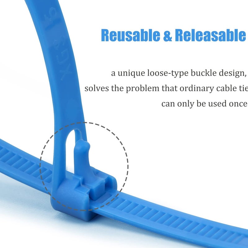 Xingo 100Pcs 10 Inch White Releasable Cable Zip Ties Adjustable Wire Cable Ties, Reusable Zip Ties Tie Straps For Multi-Purpose Use Indoor And Outdoor Plastic Tie Wire - Image 3