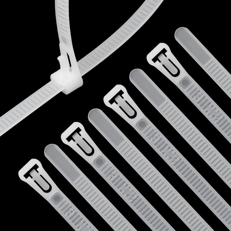Xingo 100Pcs 10 Inch White Releasable Cable Zip Ties Adjustable Wire Cable Ties, Reusable Zip Ties Tie Straps For Multi-Purpose Use Indoor And Outdoor Plastic Tie Wire - Image 1