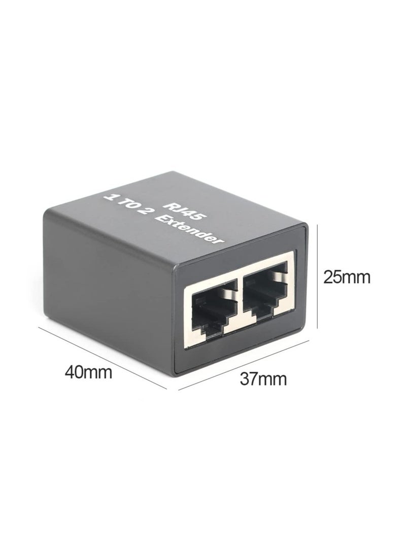 Ethernet Splitter RJ45 1 to 2 Splitter Coupler LAN Internet Divider Network Adapter Female to Dual Female Ethernet Connector Socket Extender for Cat5 Cat5e Cat6 Cat7 Cat8 Cables