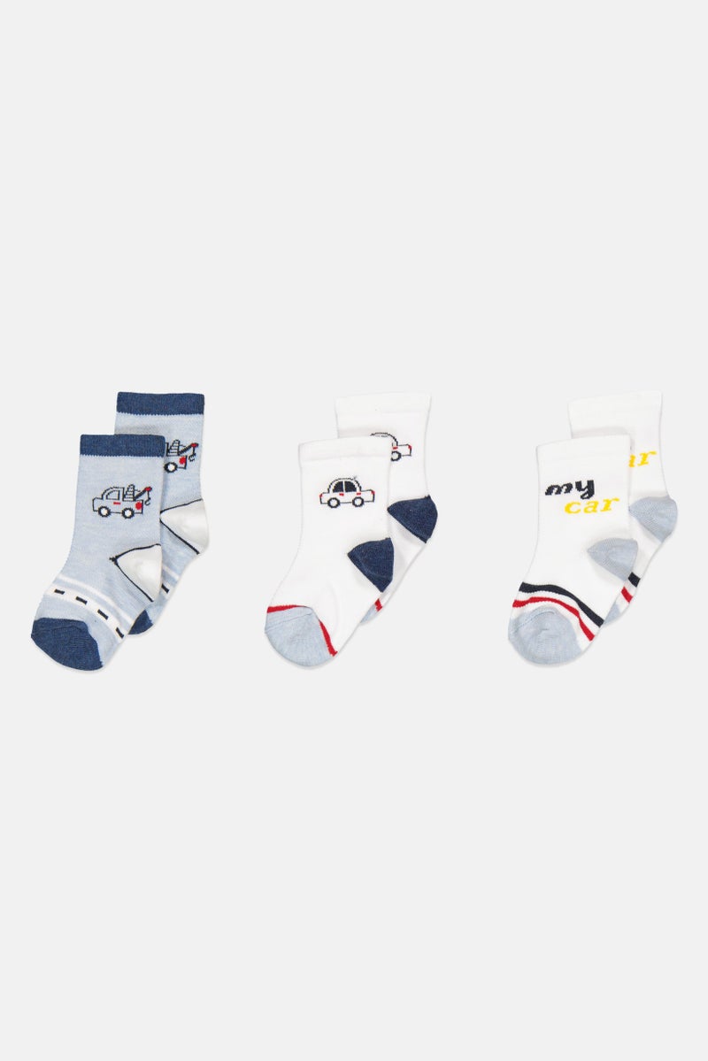 Joe Boxer Toddlers Boy 3 Pairs Printed Crew Socks, Multicolor - Image 2