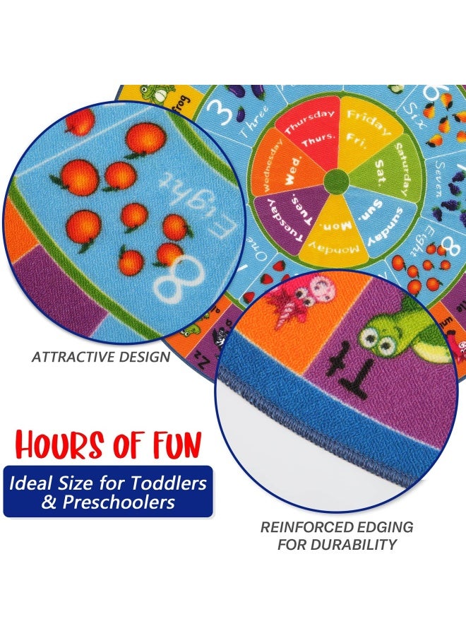 HEBE Kids Play Rug 4 Feet Abc Alphabet Numbers Shapes Educational Kid Area Rug Washable Baby Crawling Mat Non Slip Kid Play Mat Carpet For Girl Boy Bedroom Playroom - Image 4