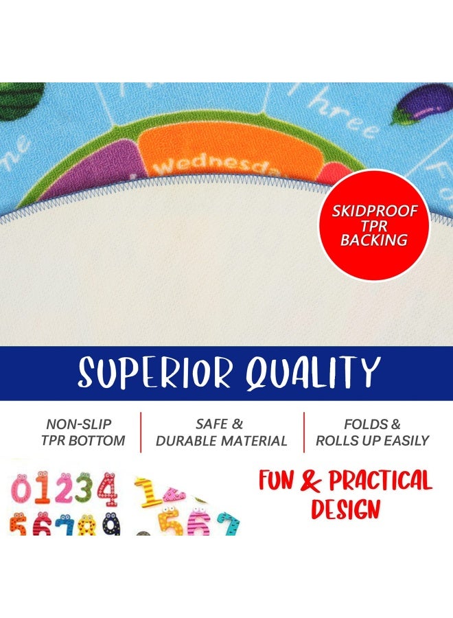 HEBE Kids Play Rug 4 Feet Abc Alphabet Numbers Shapes Educational Kid Area Rug Washable Baby Crawling Mat Non Slip Kid Play Mat Carpet For Girl Boy Bedroom Playroom - Image 3