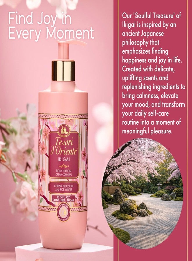 Tesori d'Oriente Tesori d’Oriente Ikigai Body Lotion, 13.5 fl oz, Daily Full Body Moisturizer with Rice Water and Vitamin B & E, Non-Greasy & Fast-Absorbing, Cherry Blossom Scented, All Skin Types - Image 5
