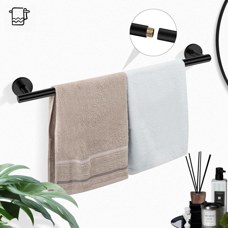 Ntipox Matte Black Bathroom Hardware Set  Modern 24-Inch Towel Bar Set Wall Mounted  Towel Rack Set Black Stainless Steel Bathroom Accessories Set Black 5-Pieces - Image 2
