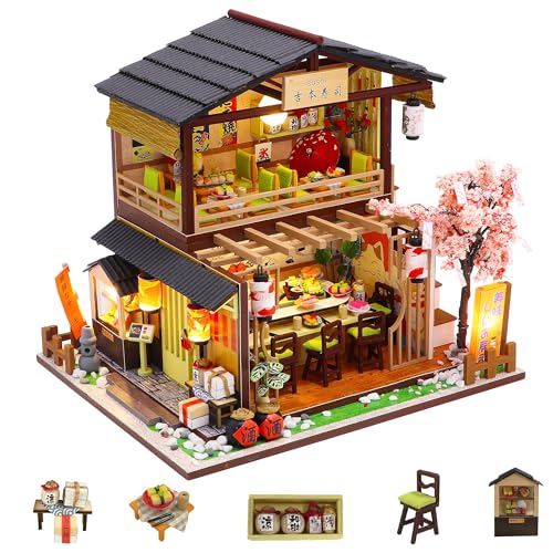 Flever Dollhouse Miniature DIY House Kit Creative Room with Furniture for Romantic Valentines Gift Gibon Sushi