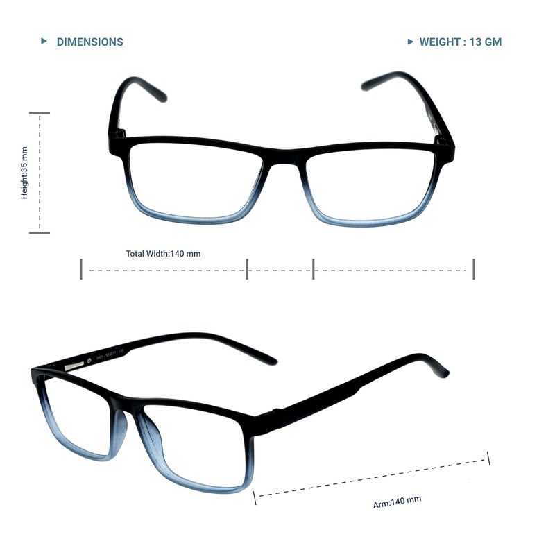 LENS+ Lensplus Rectangle TR Full Rim Eyeglasses with Blue Cut Lightweight Unisex Eyewear for Men & Women | Stylish Computer & Daily Use Frame - Image 5