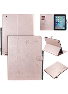 Case Cover For iPad 4 / 3 / 2 Cat Bee Embossing Pattern Horizontal Flip Leather Case with Holder & Card Slots & Wallet & Pen Slot & Wake-up / Sleep Function Rose Gold
