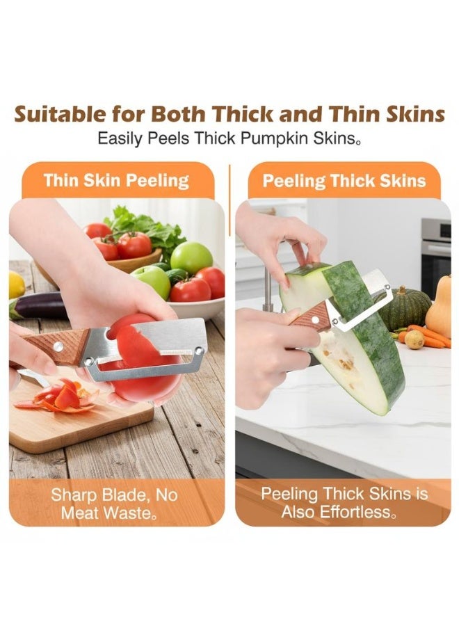 Wooden-Handled Vegetable & Fruit Peeler - Stainless Steel Blade with Built-In Bottle Opener, Ergonomic Kitchen Tool - Image 5