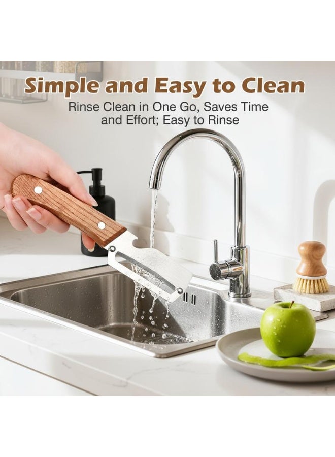 Wooden-Handled Vegetable & Fruit Peeler - Stainless Steel Blade with Built-In Bottle Opener, Ergonomic Kitchen Tool - Image 4