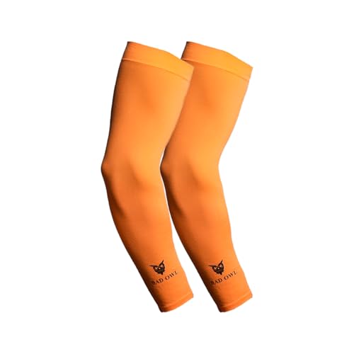 Badowl Powerflex Gym Sleeves – Unisex Compression Workout Arm Sleeves for Running, Cycling, Gym & Outdoor Sports – UV Protection, Breathable, Stretchable (Orange) - Image 1