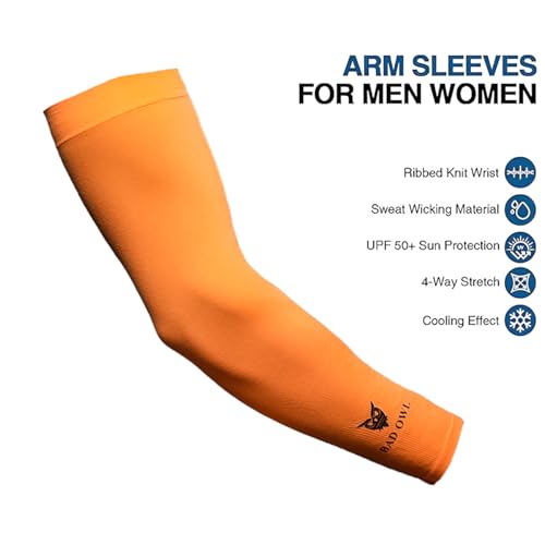Badowl Powerflex Gym Sleeves – Unisex Compression Workout Arm Sleeves for Running, Cycling, Gym & Outdoor Sports – UV Protection, Breathable, Stretchable (Orange) - Image 2