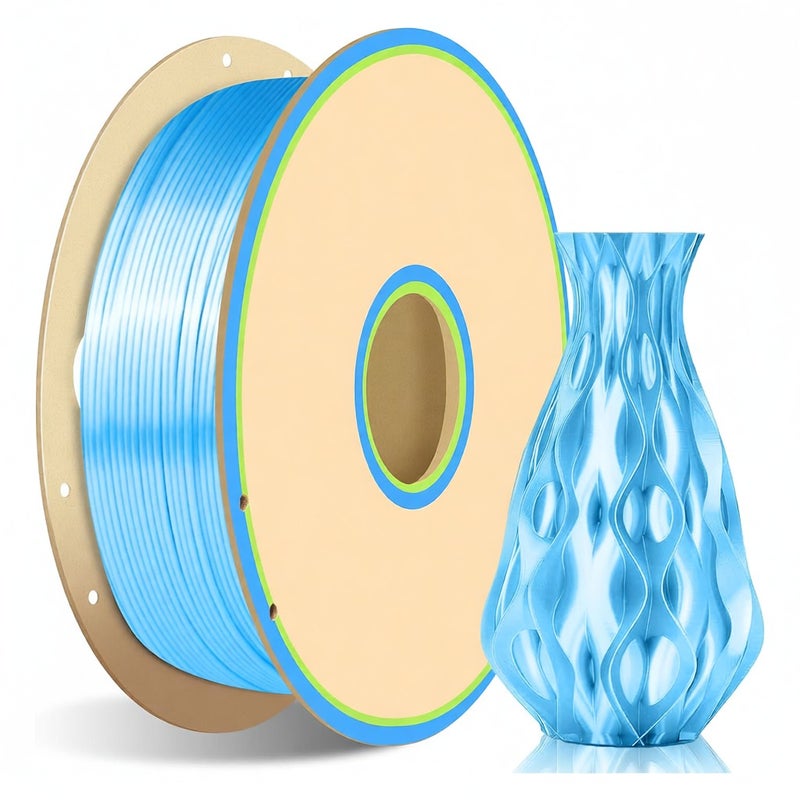 YOUSU PLA Filament Silk for 3D Printer 1.75mm Dimensional Accuracy +/- 0.03mm 3D Printing Material Spool Good Adhesion for Most FDM 3D Printers 1kg (2.2 lbs)  - Blue - Image 1