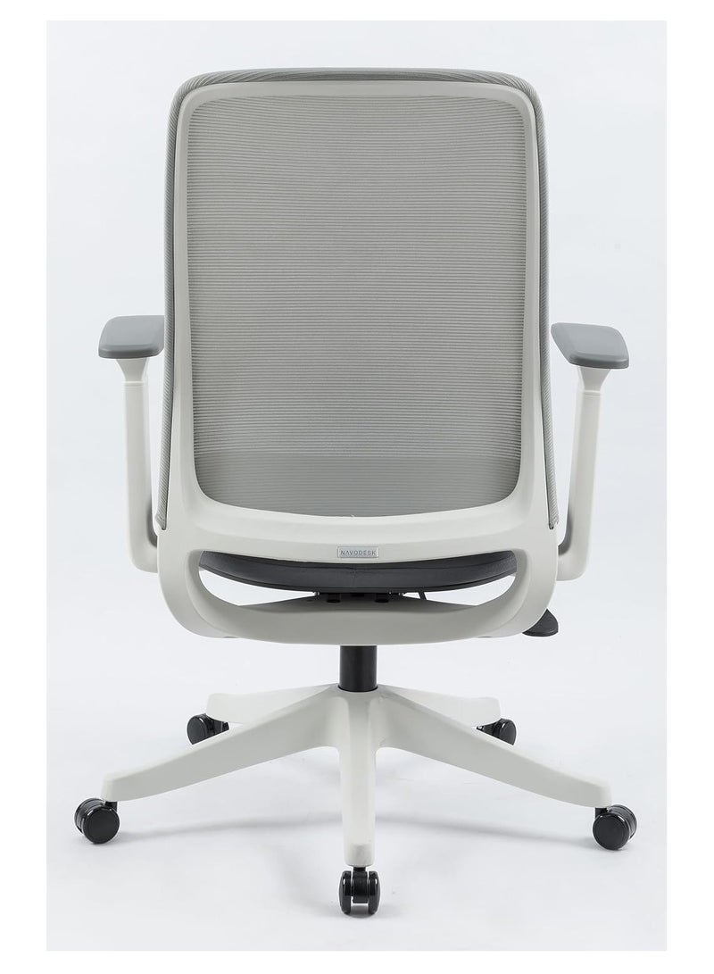NAVODESK NEMO Chair Home Office Desk Chair Mid Back Computer Chair Ergonomic Chair with Lumbar Support by NAVO LIGHT GREY - Image 4
