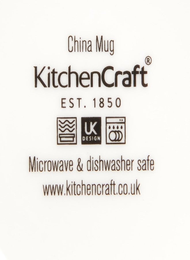 كيتشين كرافت كوب KitchenCraft المميز ذو الحواف المضلعة، بنقشة زهور ريفية، مناسب للمطبخ: كوب قهوة وشاي صيني عتيق الطراز، سعة 300 مل، آمن للاستخدام في الميكروويف وغسالة الصحون - Image 4