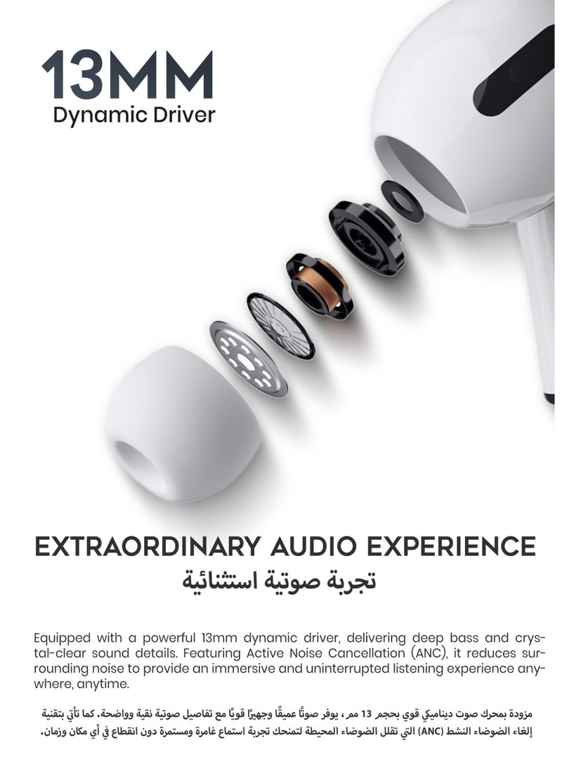 G-TAB Air 9 Pro True Wireless Earbuds, Active Noise Cancellation, Bluetooth 5.3, 13mm Big Bass Drivers, Touch Control, USB-C Charging Case - Image 2