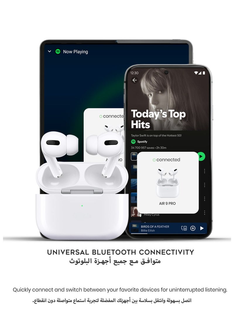 G-TAB Air 9 Pro True Wireless Earbuds, Active Noise Cancellation, Bluetooth 5.3, 13mm Big Bass Drivers, Touch Control, USB-C Charging Case - Image 4