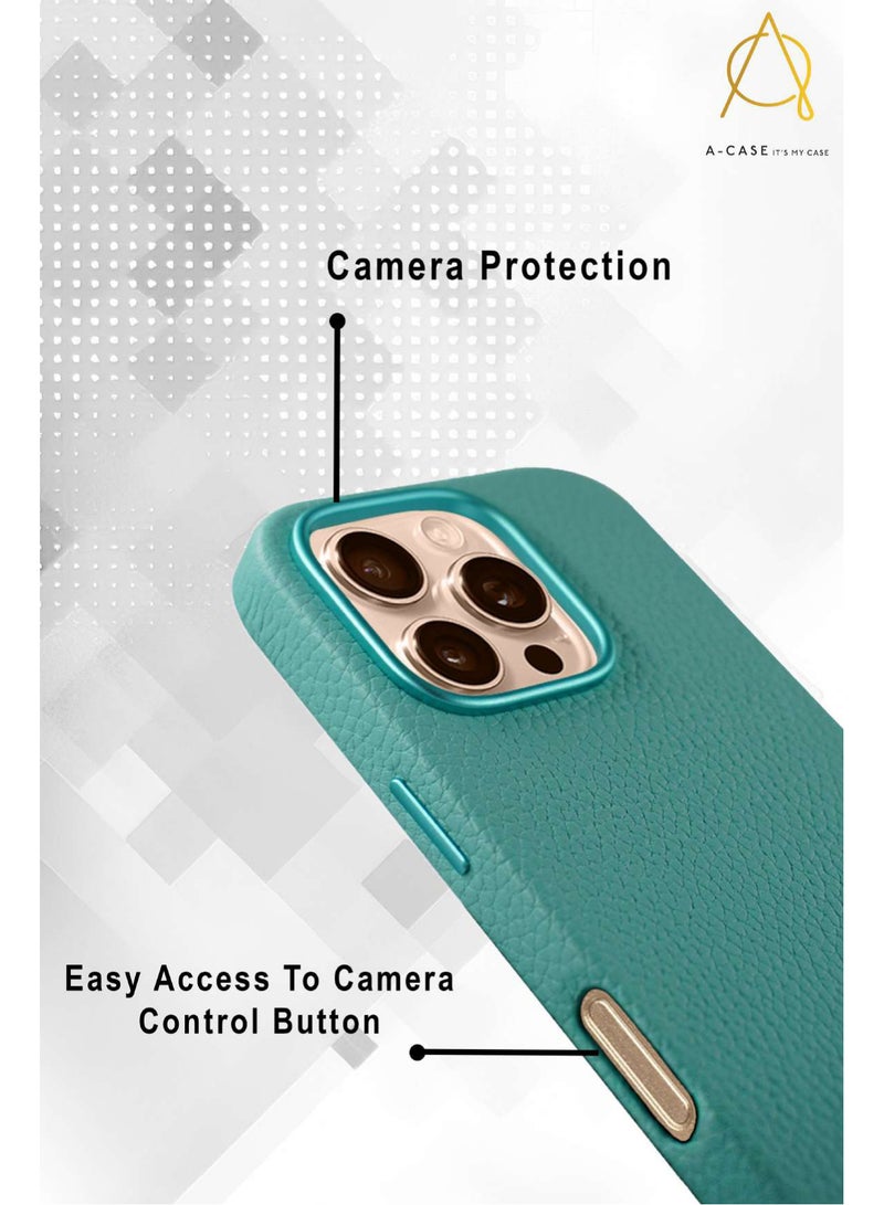 A-Case إنها حالتي سلسلة AMUR، حقيبة جلدية أصلية مغناطيسية، متوافقة مع MagSafe، تصميم نحيف وحماية للكاميرا، لهاتف iPhone 16 Pro Max – بني - Image 2