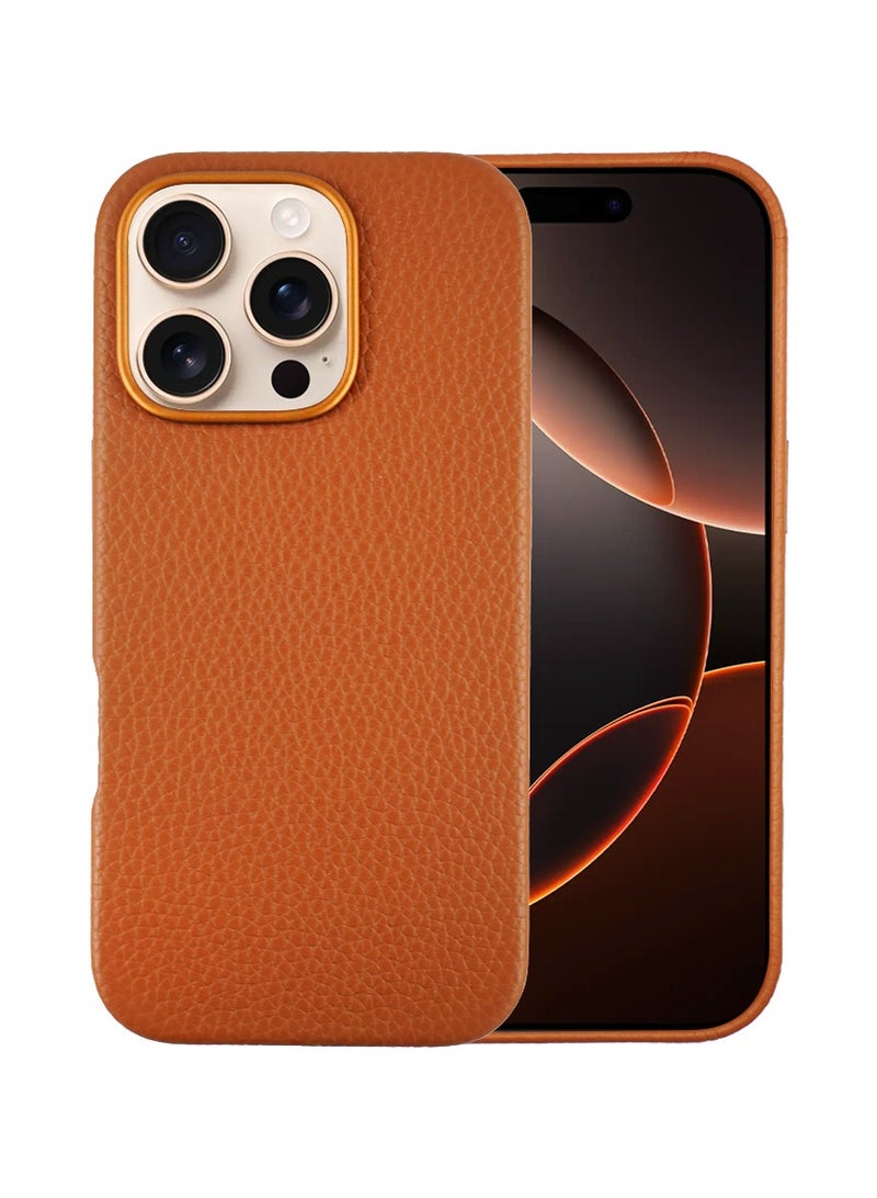 A-Case إنها حالتي سلسلة AMUR، حقيبة جلدية أصلية مغناطيسية، متوافقة مع MagSafe، تصميم نحيف وحماية للكاميرا، لهاتف iPhone 16 Pro Max – بني - Image 1