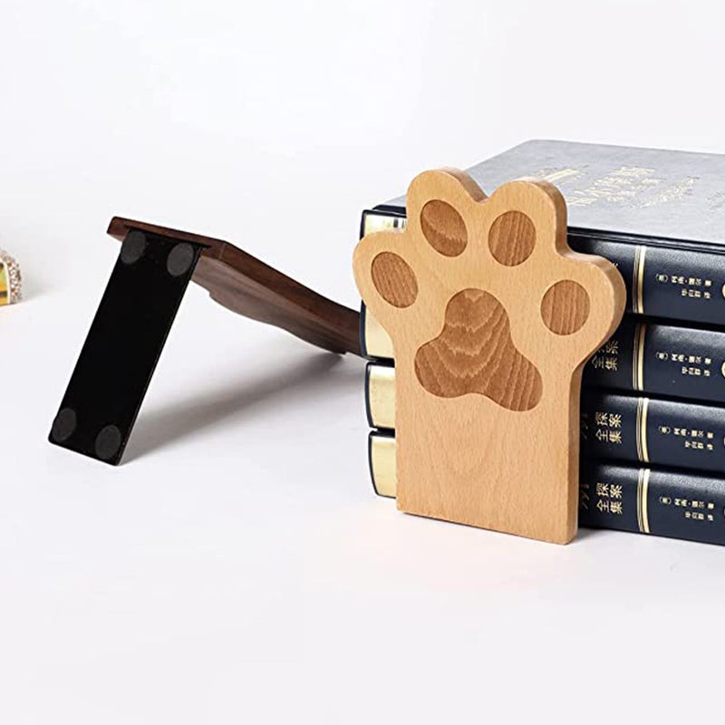 2Pcs Book Display Wood Stand Countertop Cartoon Bookend Magazine Storage Baffle - Image 2