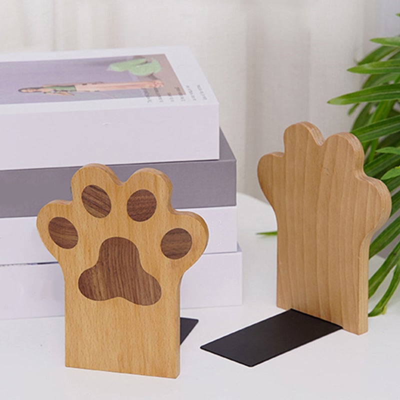 2Pcs Book Display Wood Stand Countertop Cartoon Bookend Magazine Storage Baffle - Image 4