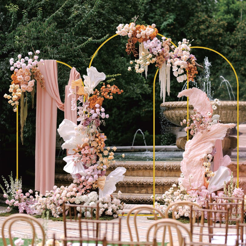 aseem Asee'm Metal Arch Backdrop Stand Set of 3 (7.2FT, 6.6FT, 6FT) Gold Arched Frame for Wedding Ceremony Parties Birthday Baby Shower Garden Balloon Decoration - Image 5