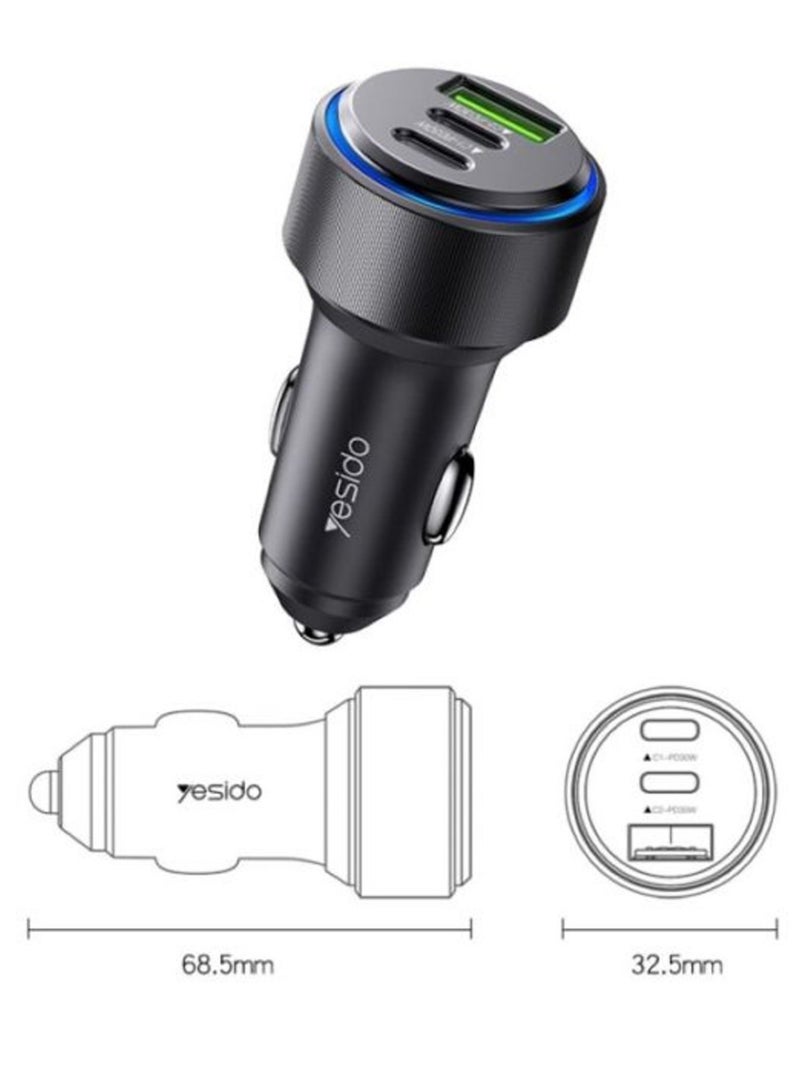 Yesido Super Fast Dual USB-C 30W Compatible Car Charger - Image 2