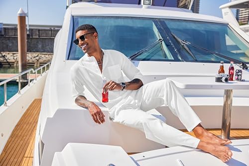 COOFANDY Men's White Linen Pants and Shirt Set Casual Beach Yoga Outfits 2 Piece Cotton Linen Henley Shirts Loose Pants Sets - Image 2