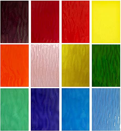 Unicoshape 12 Sheets Stained Glass Pack, 6" X 4" Cathedral Art Mosaic Glass Tiles for Crafts, Mixed Texture - Image 1