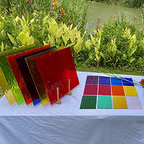 Unicoshape 12 Sheets Stained Glass Pack, 6" X 4" Cathedral Art Mosaic Glass Tiles for Crafts, Mixed Texture - Image 2