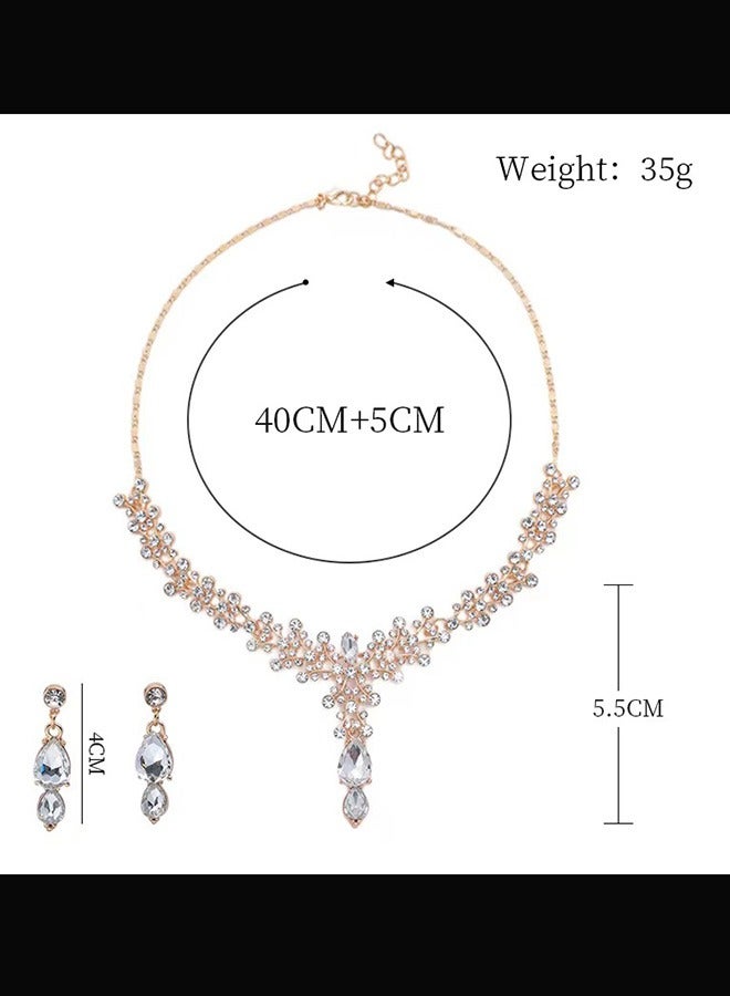 Bridal Wedding Jewelry Set Bridesmaid Party Choker Necklace Water Drop Pendant Earrings Sets for Women and Girls Zircon Dinner Dress Accessories - Image 3