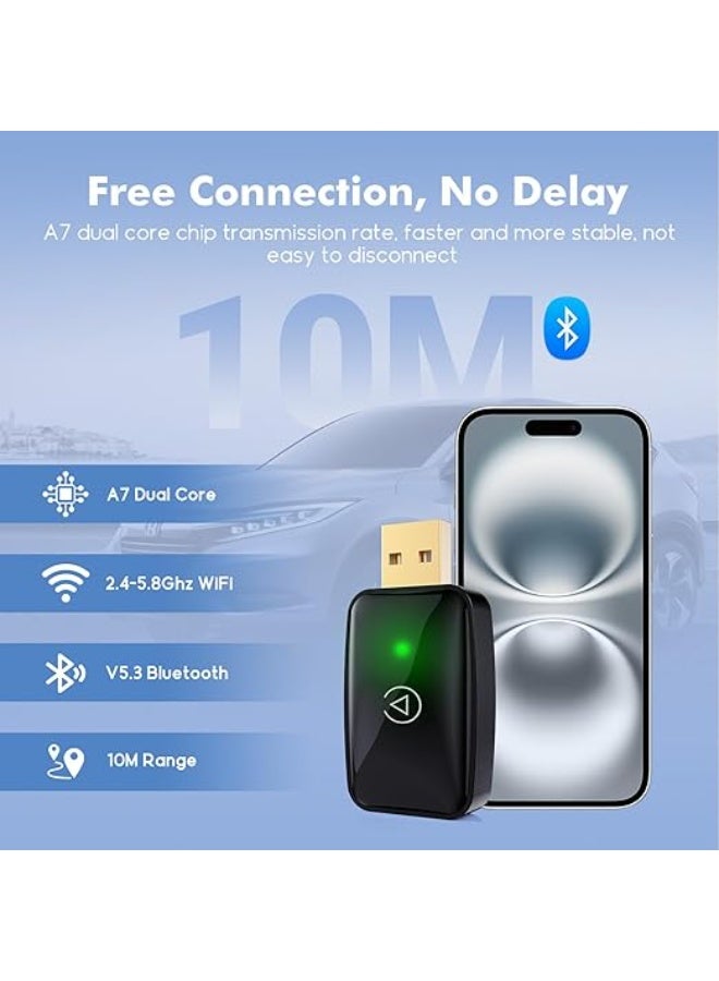 موصل كار بلاي لاسلكي صغير – دونجل USB يحوّل CarPlay السلكي إلى لاسلكي – تحكم ثابت بدون تأخير – متوافق مع iPhone iOS 11+ وAndroid 10+ – للسيارات الأصلية 2017 وما بعده - Image 3