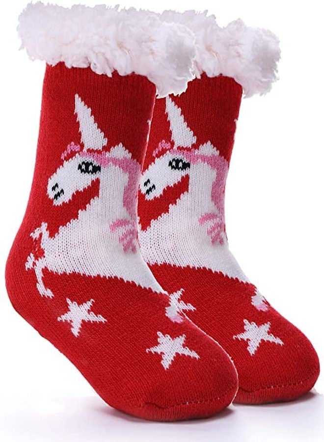 KETKAR Baby Boy Girl Winter Thick Fur Cozy Socks Toddler Anti-Slip Cuff Ankle Socks_Pack Of 01_Sck006(3-7 Years,Multicolour4) - Image 1