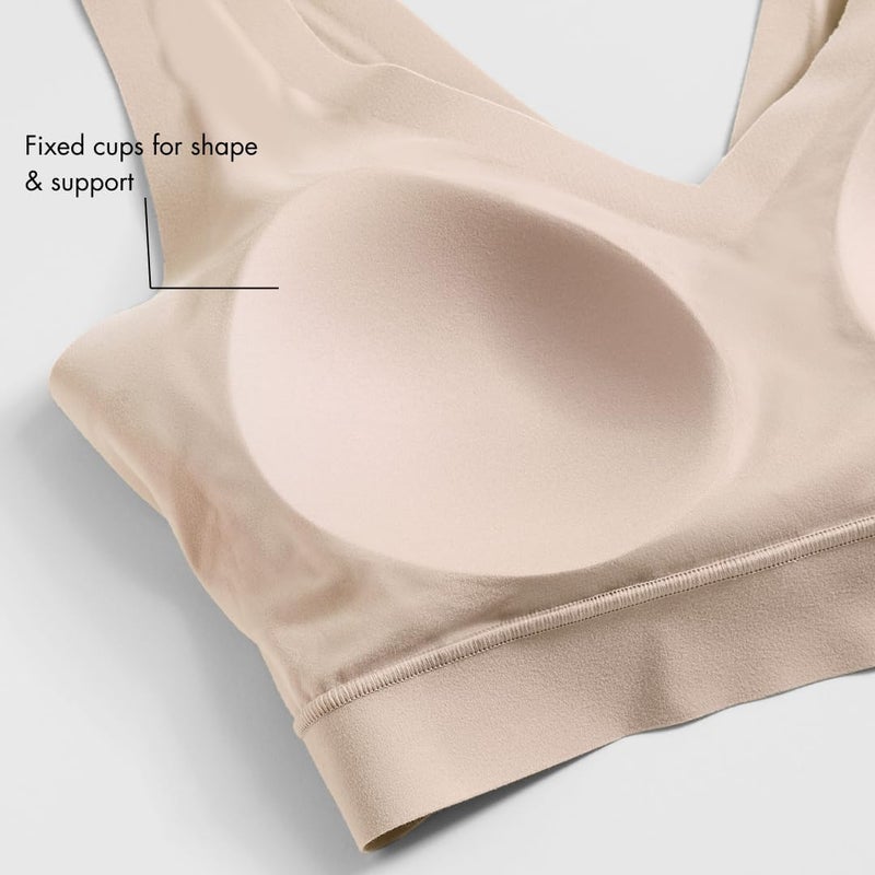 Floatley Cozy Bra Comfort Wirefree Full Coverage Seamless Bra with Embedded Pad for Women Size L Aqua Gray - Image 5