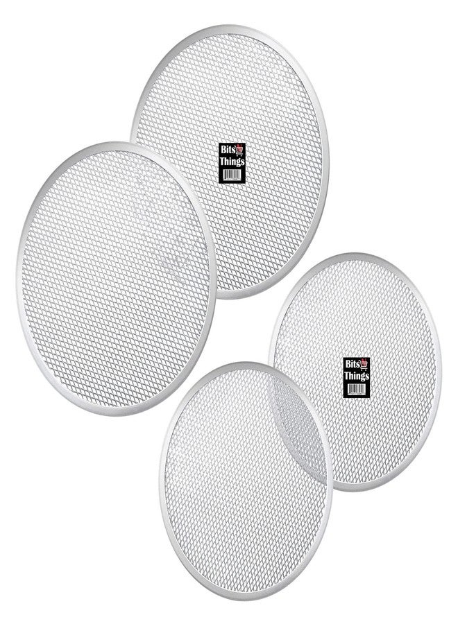 Bits N Things Pizza Screen | Seamless Round Aluminum Mesh | Baking Tray for Home Kitchen Restaurant | (2 Each (4 Total), 10 & 12 Inch) - Image 1