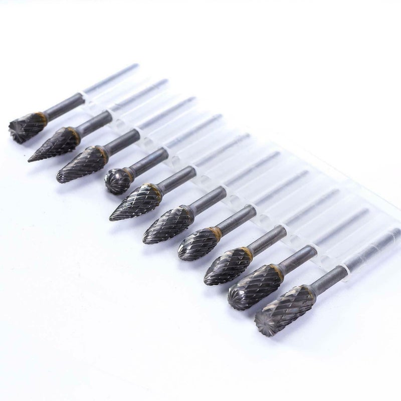 YADAV as tool center 10 PCS Tungsten Rotary Burr Rasp Drill Bits Tungsten Die Grinding Head 6mm Shank - Image 1