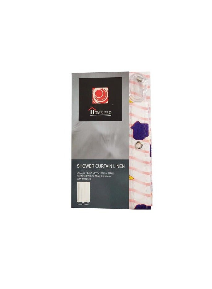 Home Pro Printed Shower Curtain Multicolour 180x180cm - Image 2
