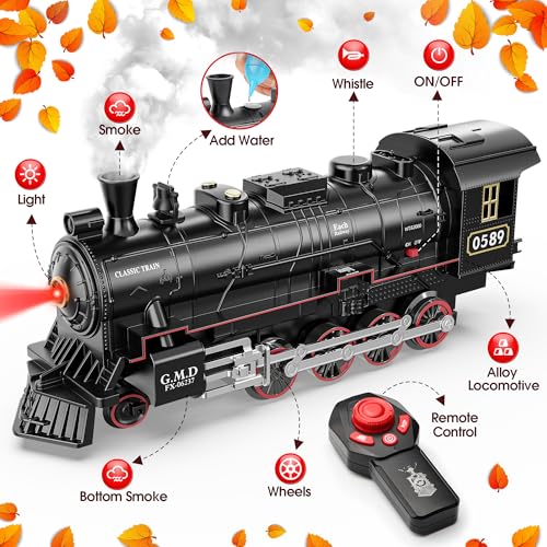 Hot Bee Train Set for Boys Alloy Remote Control Train Sets with Steam Locomotive Light Up Cars and Tracks Electric Trains Set Toys for Toddler Kids Christmas Toys Gifts for 3 4 5 6 7 8 Year Old - Image 5