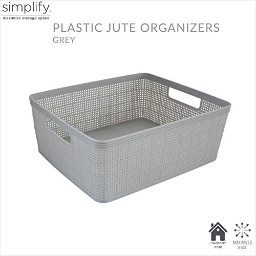 Simplify 10 Piece Organizing Set | Multiple Size Bins | Multipurpose | Office | Desk | Dorm | Bathroom | Storage Basket | Small Items | Accessories | Grey - Image 2