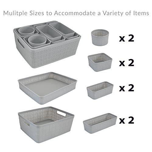Simplify 10 Piece Organizing Set | Multiple Size Bins | Multipurpose | Office | Desk | Dorm | Bathroom | Storage Basket | Small Items | Accessories | Grey - Image 3